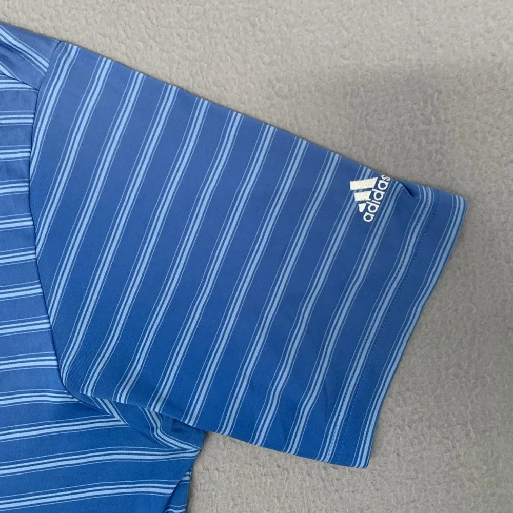 Adidas Golf Polo Climalite Mens XL Blue Horizontal Stripes‎ Wicking Quick Dry